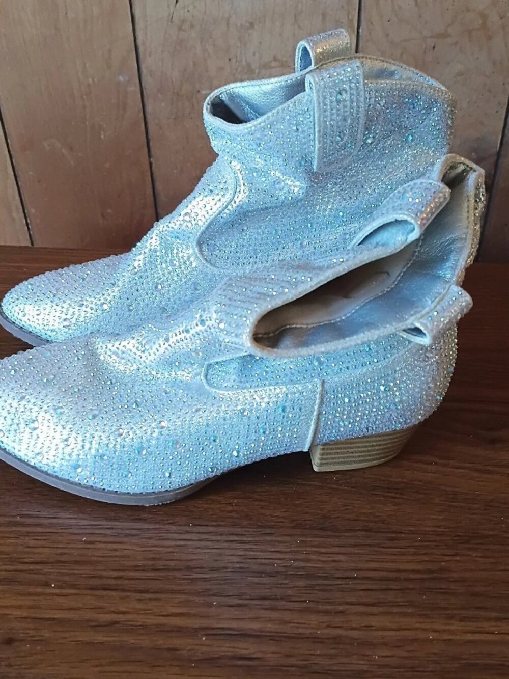 Link Girls Silver Rhinestone Western Pull On Ankle Boots Size 3 never worn - Picture 4 of 6